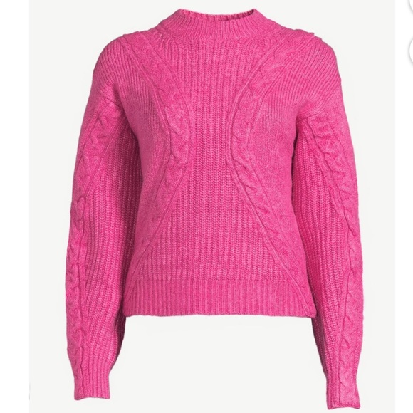 SCOOP Womens textured cable knit sweater pink - Picture 3 of 7